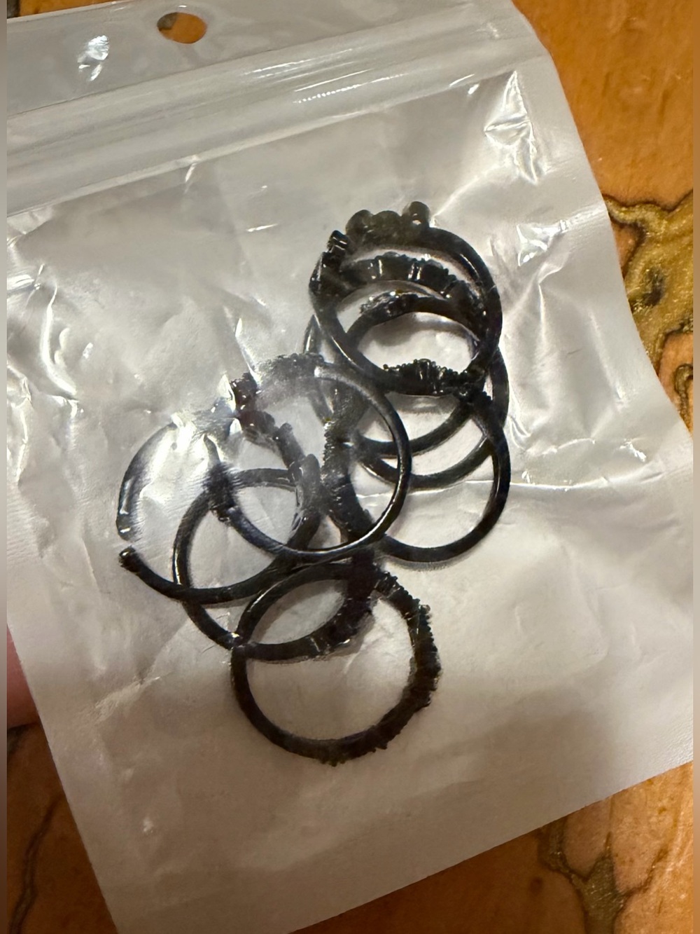 7pc Black Rhinestone Ring Set - Picture 8 of 9